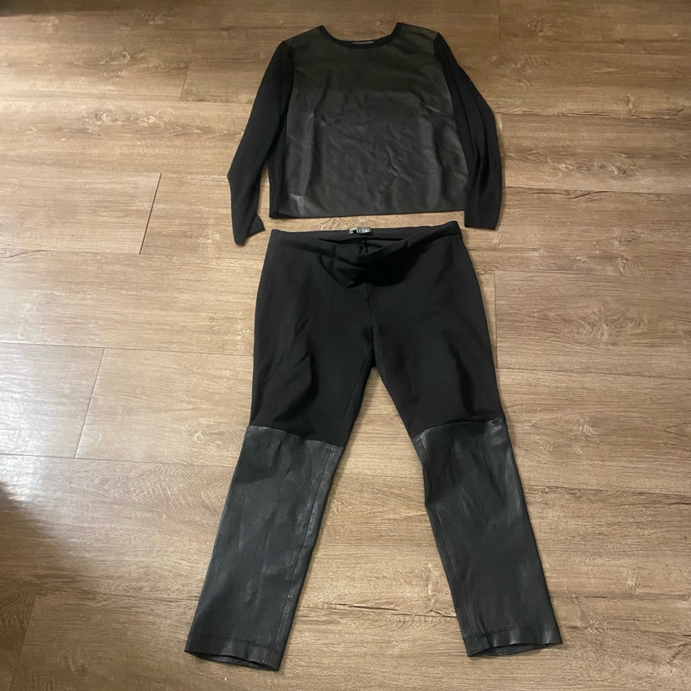 Vince Black Leather Top and pants